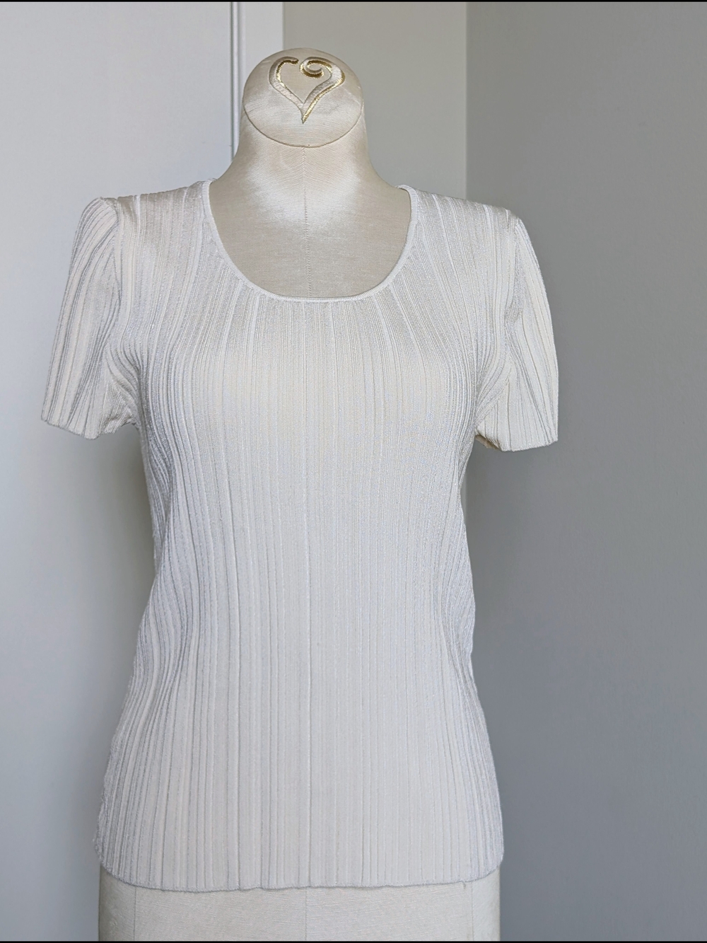 Banana Republic Millie Ribbed Scoop Neck Top Off White Size S